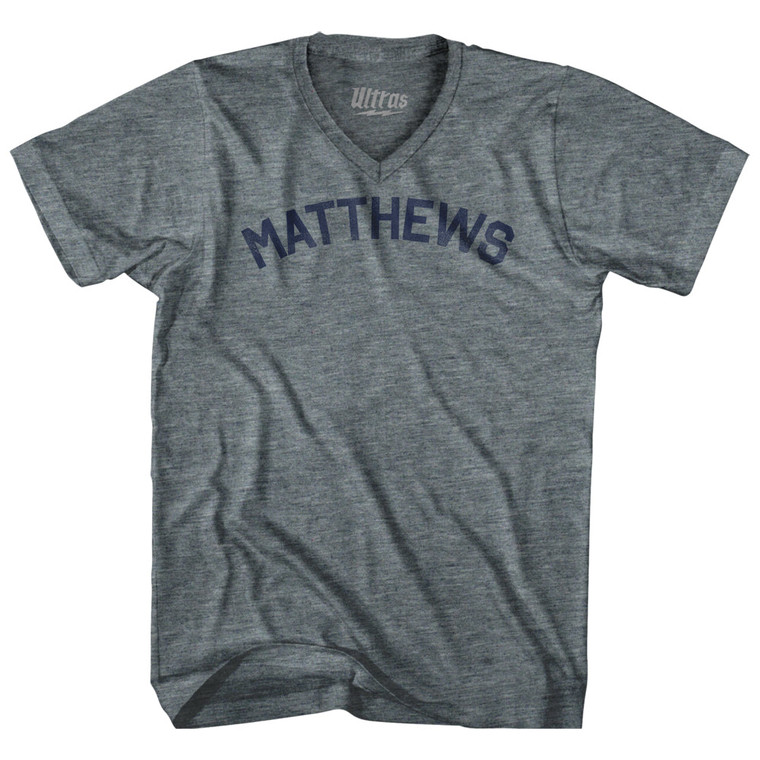 MATTHEWS Tri-Blend V-neck Womens Junior Cut T-shirt - Athletic Grey