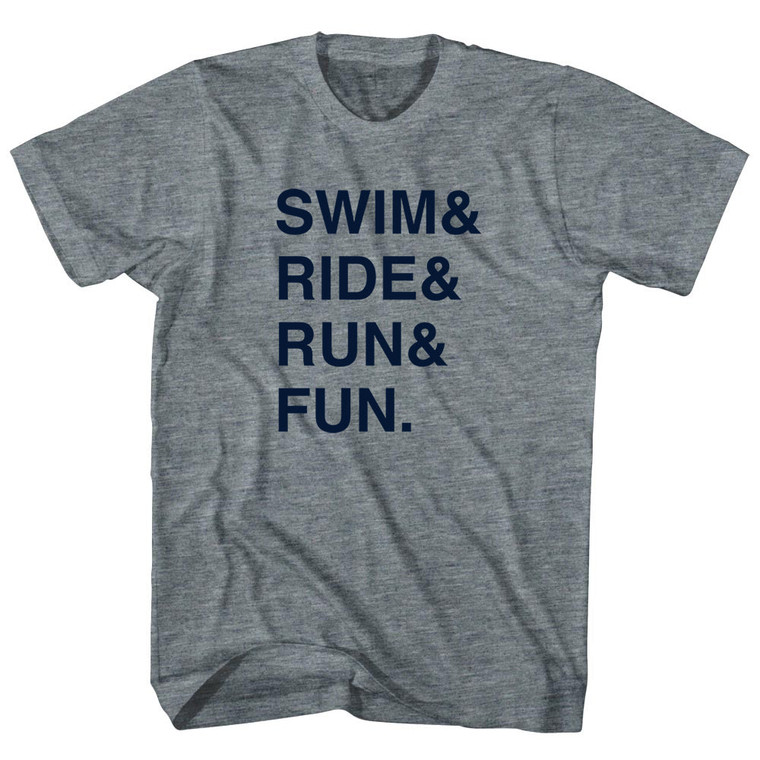 Swim& Ride& Run& Fun. Custom Name & Womens Tri-Blend Junior Cut T-Shirt - Athletic Grey