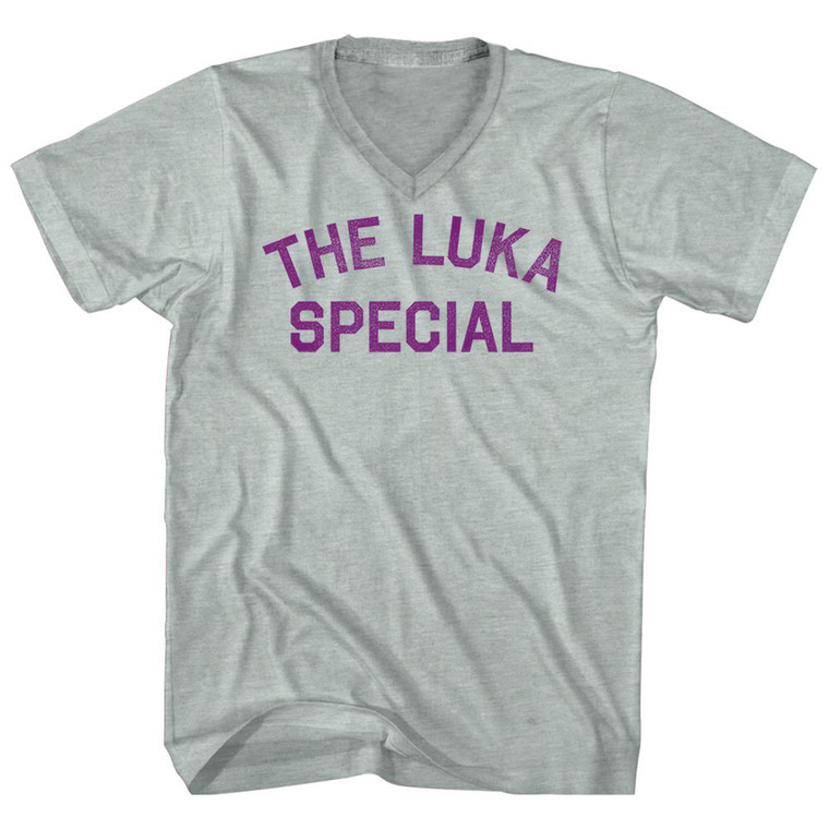 The Luka Special Adult Tri-Blend V-neck T-shirt - Athletic Cool Grey