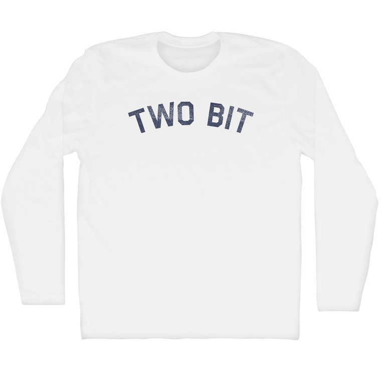 Two Bit Adult Cotton Long Sleeve T-shirt - White
