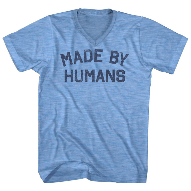 Made By Humans Adult Tri-Blend V-neck T-shirt - Athletic Blue