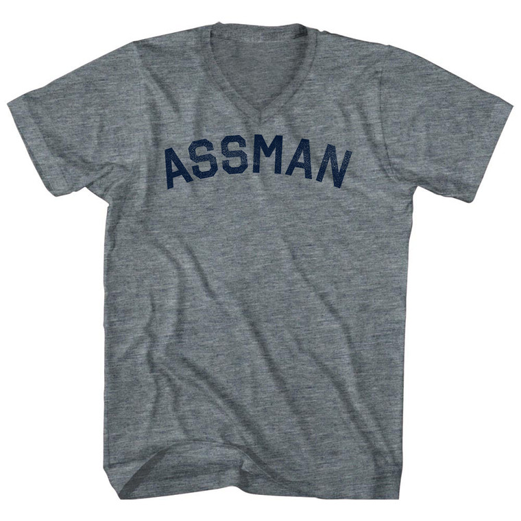 Assman Tri-Blend V-neck Womens Junior Cut T-shirt - Athletic Grey