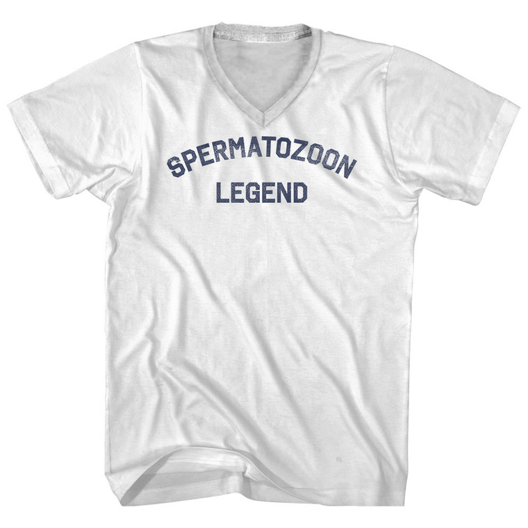 Spermatozoon Legend Adult Cotton V-neck T-shirt - White
