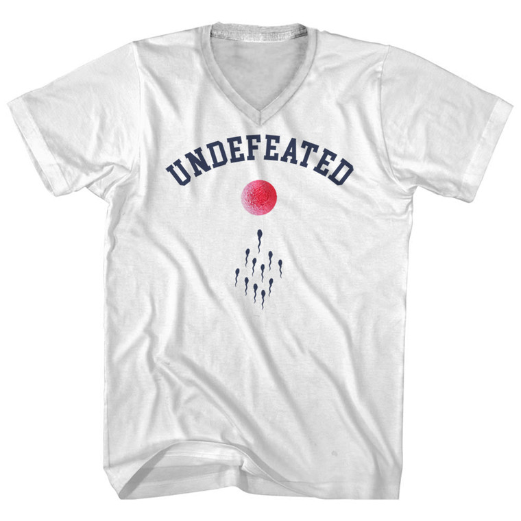 Undefeated Sperm Race Adult Cotton V-neck T-shirt - White
