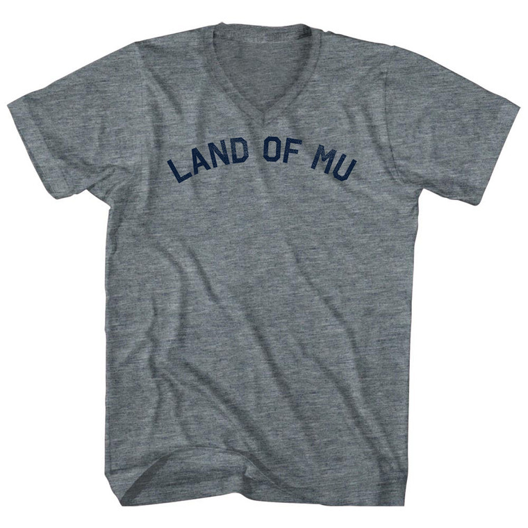 Land of Mu Tri-Blend V-neck Womens Junior Cut T-shirt - Athletic Grey
