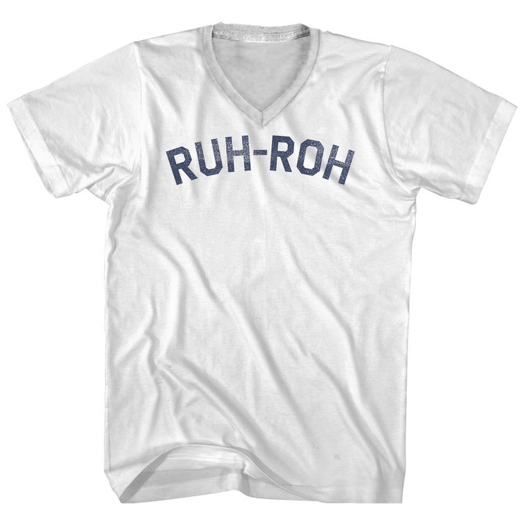 Ruh-Roh Adult Cotton V-neck T-shirt - White