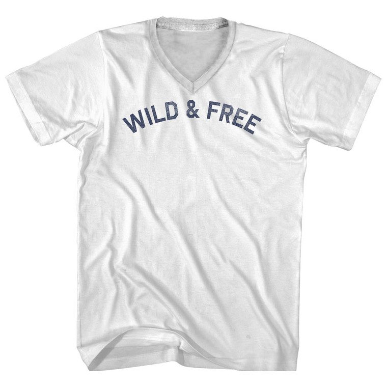 Wild & Free Adult Cotton V-neck T-shirt - White