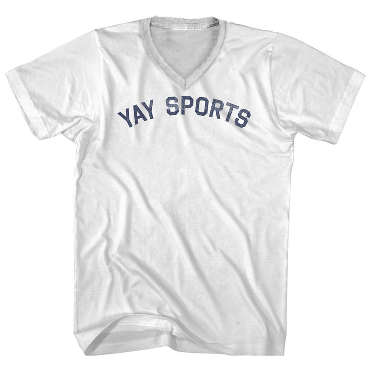 Yay Sports Adult Cotton V-neck T-shirt - White