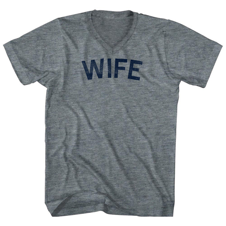 Wife Adult Tri-Blend V-neck T-shirt - Athletic Grey