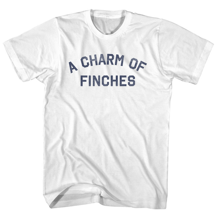 A Charm Of Finches Adult Cotton T-shirt - White