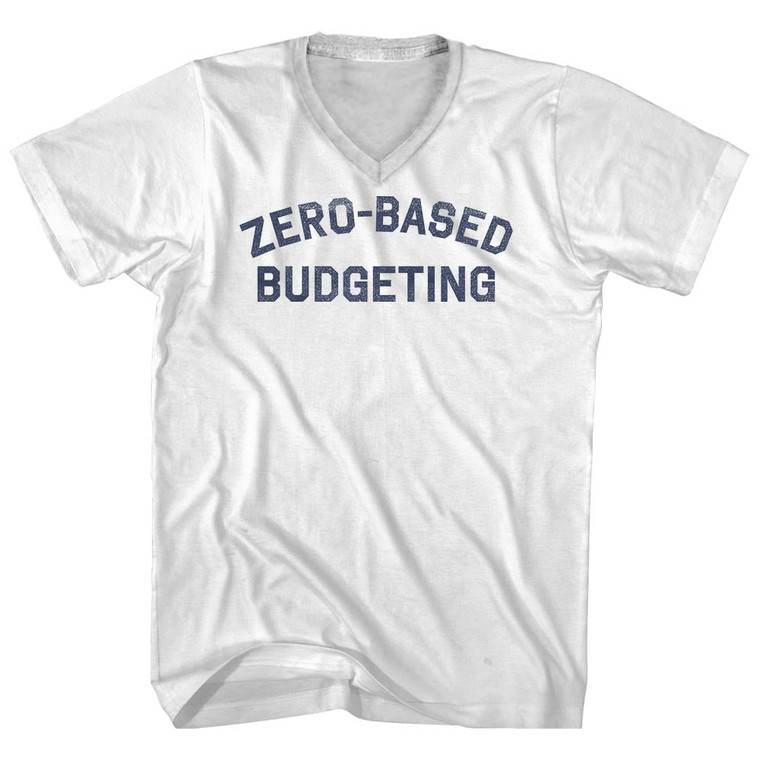 Zero-based Budgeting Adult Cotton V-neck T-shirt - White