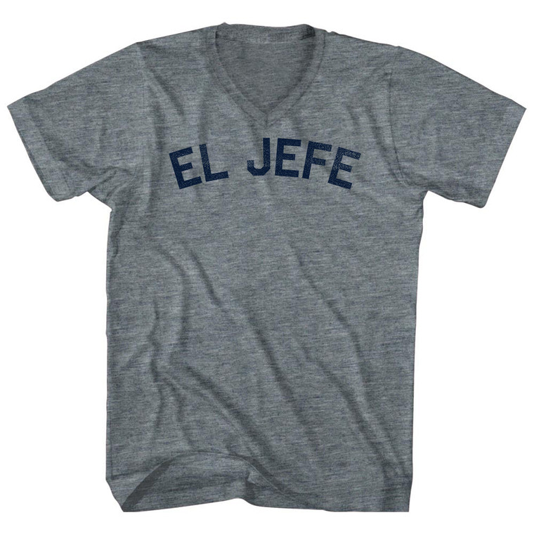 El Jefe Tri-Blend V-neck Womens Junior Cut T-shirt - Athletic Grey
