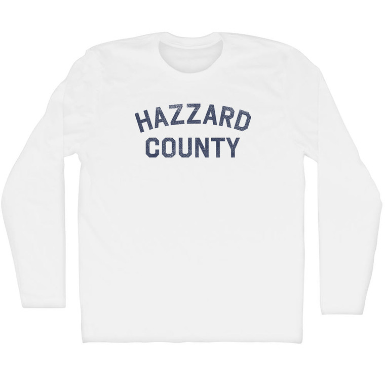Hazzard County Adult Cotton Long Sleeve T-shirt - White