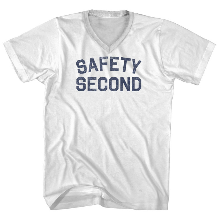 Safety Second Adult Cotton V-neck T-shirt - White
