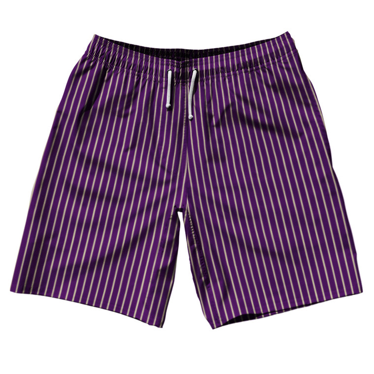 Pinstripes 10" Swim Shorts Made in USA - Purple Medium and Vegas Gold