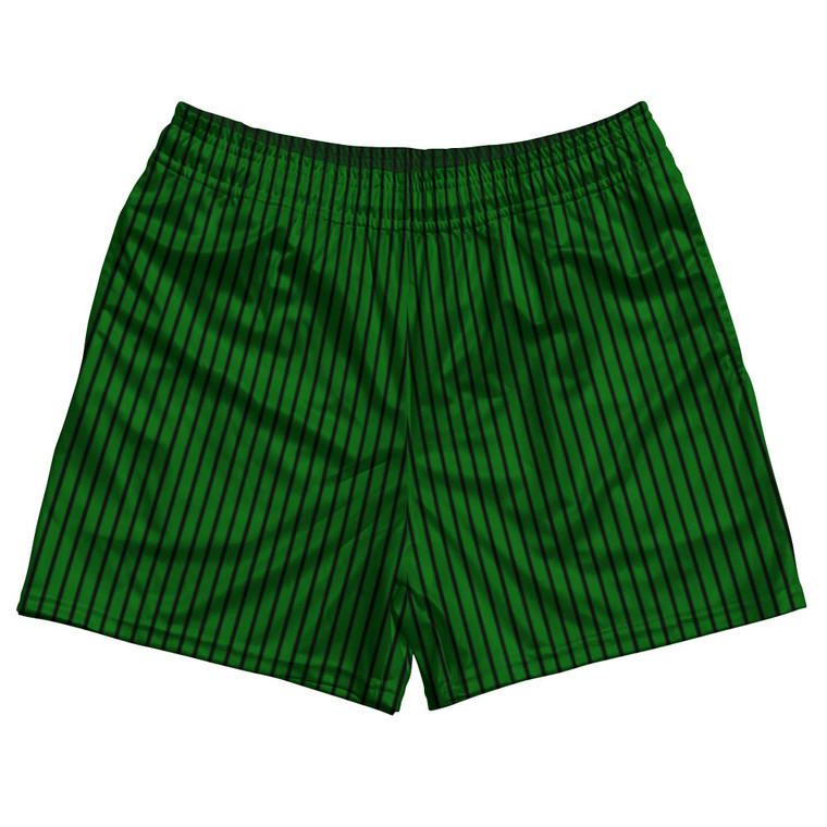 Pinstripes Rugby Shorts Made In USA - Green Kelly and Black