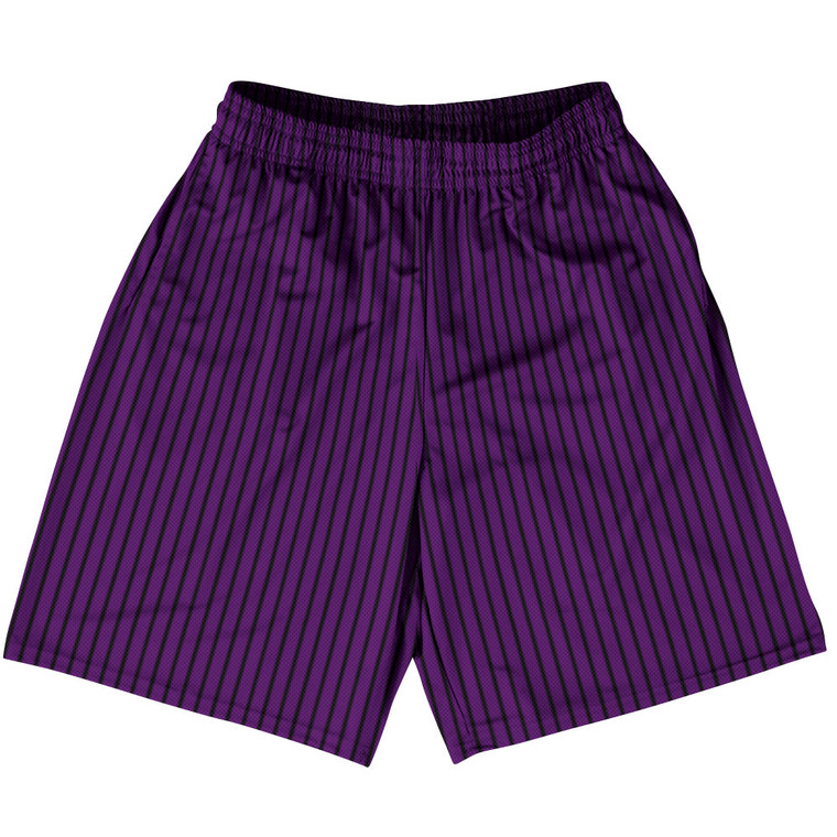 Pinstripes Basketball Practice Shorts Made In USA - Purple Medium and Black