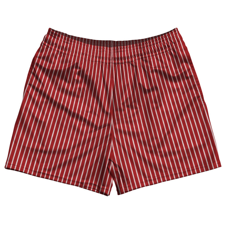 Pinstripes Rugby Shorts Made In USA - Red Dark and White