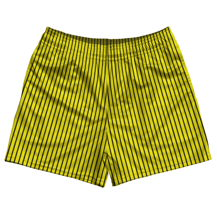 Pinstripes Rugby Shorts Made In USA - Yellow Bright and Black