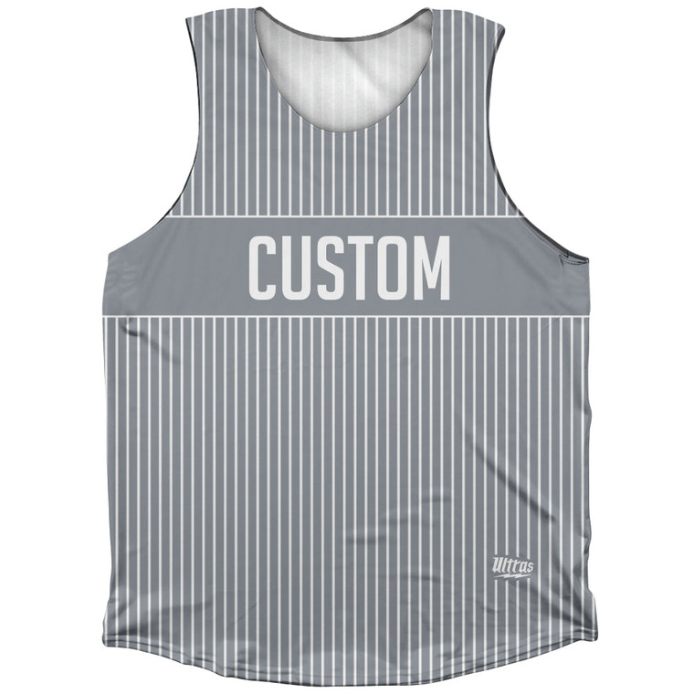 Pinstripes Custom Finish Line Athletic Tank Top - Grey Dark and White