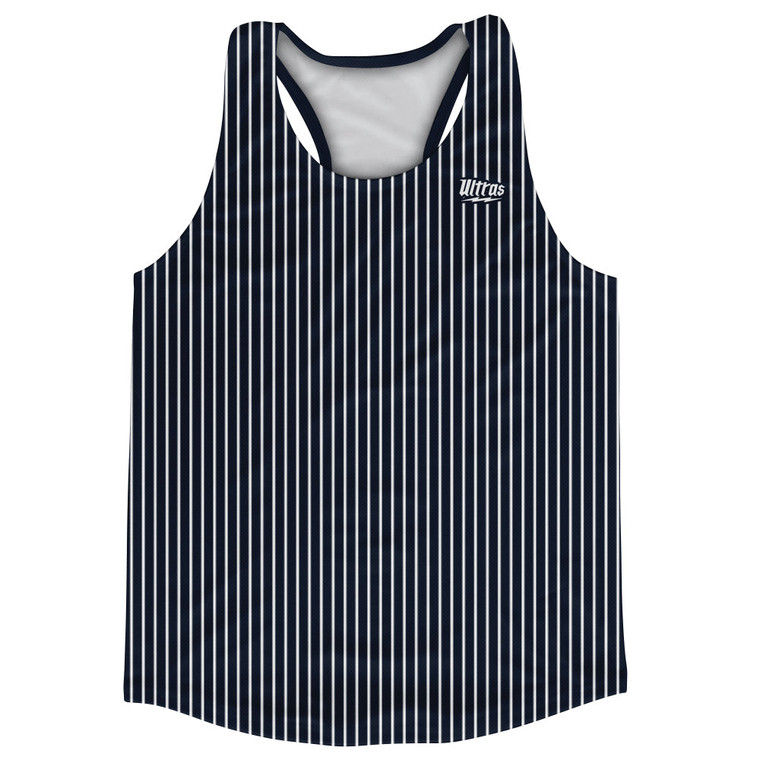 Pinstripes Running Track Tops Made In USA - Blue Navy Almost Black and White