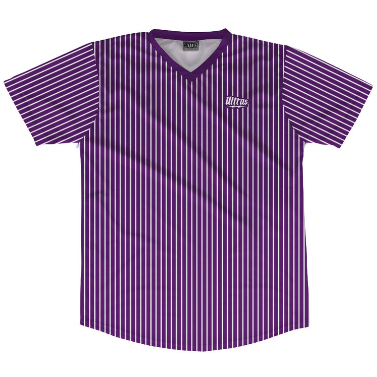 Pinstripes Soccer Jersey Made In USA - Purple Medium and White