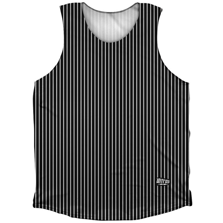 Pinstripes Athletic Tank Top - Black and White