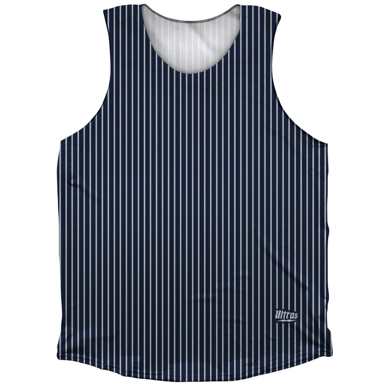 Pinstripes Athletic Tank Top - Blue Navy And Grey Medium