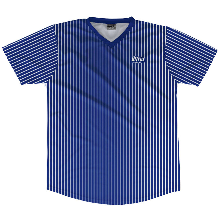 Pinstripes Soccer Jersey Made In USA - Blue Royal and White