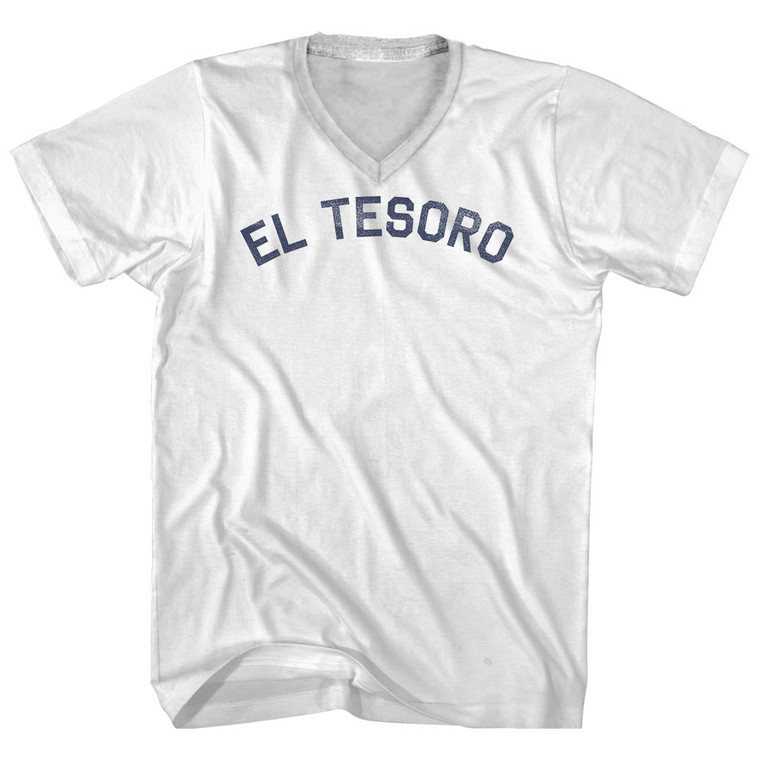 El Tesoro Adult Cotton V-neck T-shirt - White