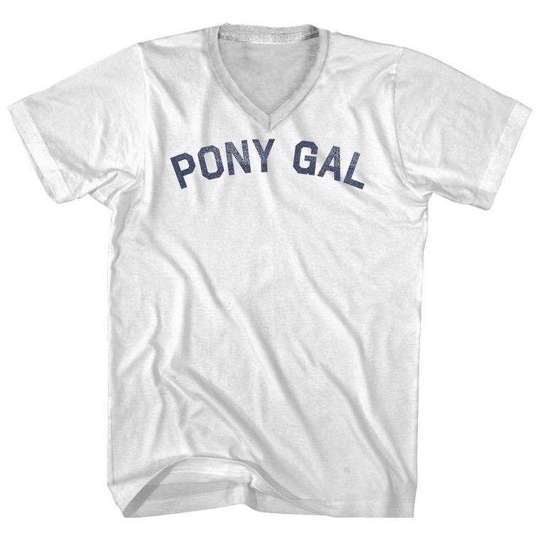 Pony Gal Adult Cotton V-neck T-shirt - White