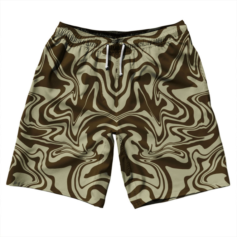Vapor Design 10" Swim Shorts Made in USA - Light Brown and Dark Brown