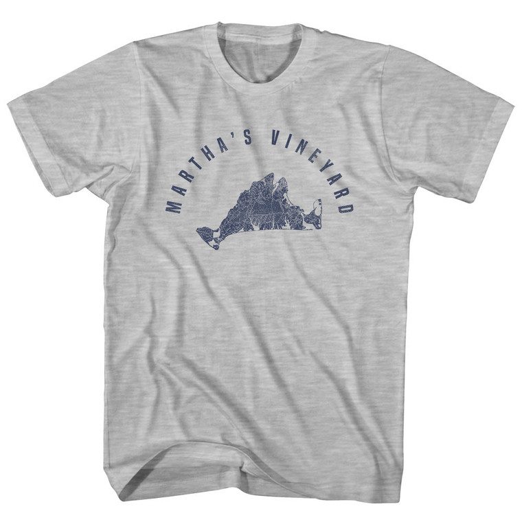 Martha's Vineyard Island Map Womens Cotton Junior Cut T-Shirt - Grey Heather