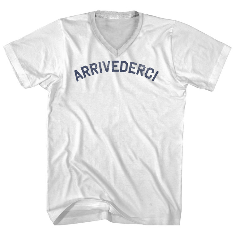 Arrivederci Adult Cotton V-neck T-shirt - White