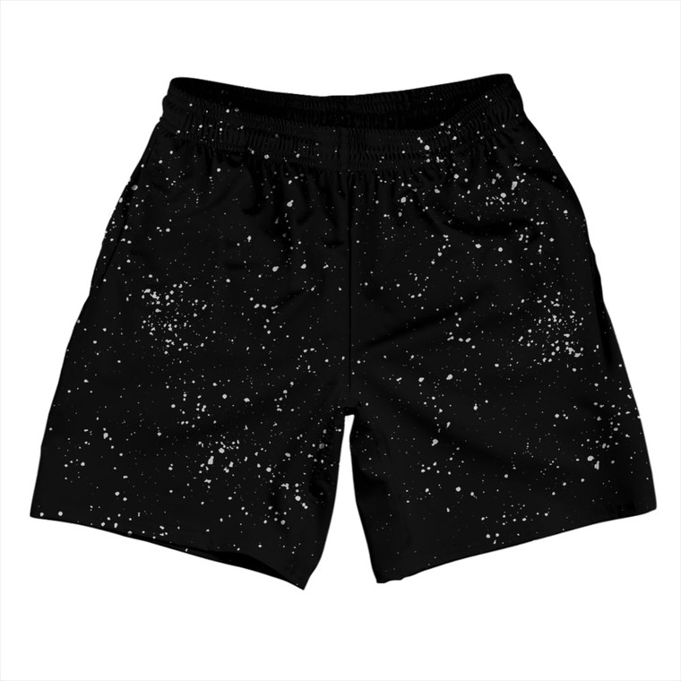 Splatter Athletic Running Fitness Exercise Shorts 7" Inseam Shorts Made In USA - Black and Grey Medium