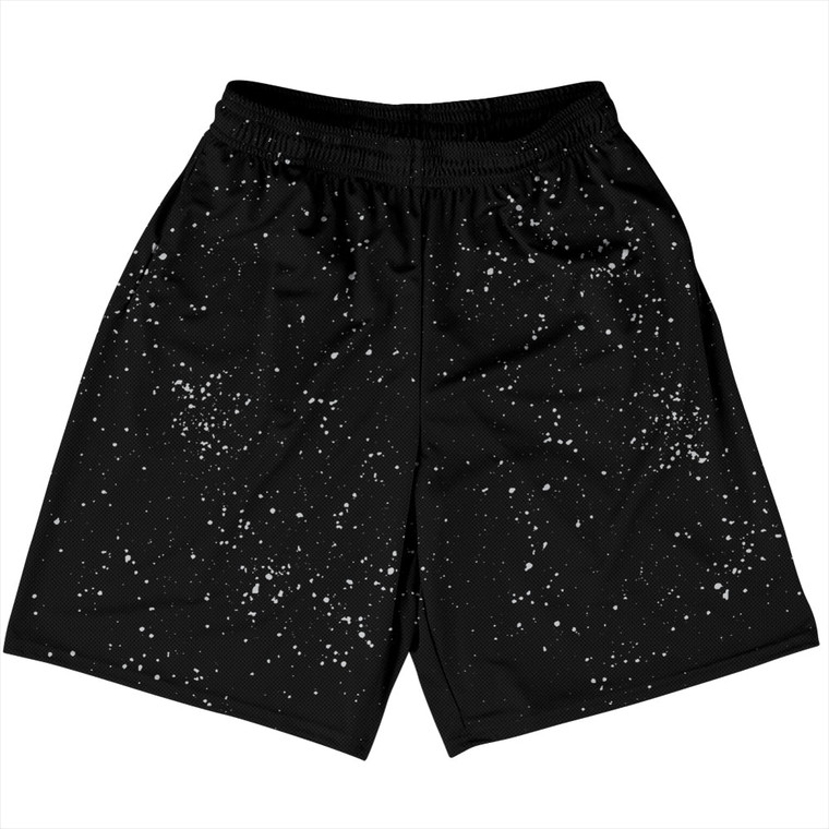 Splatter Basketball Practice Shorts Made In USA - Black and Grey Medium