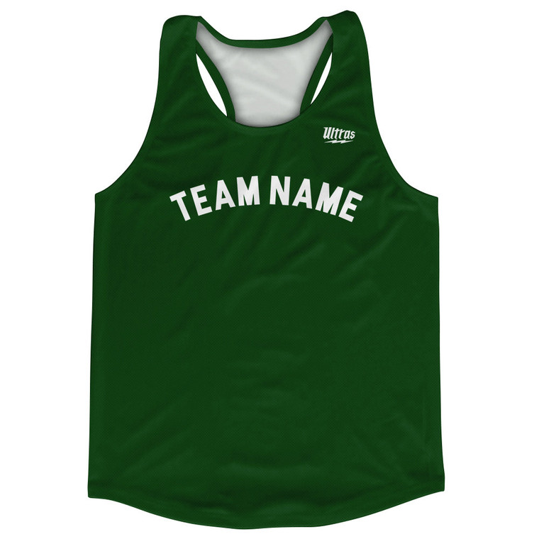 Custom Arched With White Text Running Racerback Singlet - Green Forest
