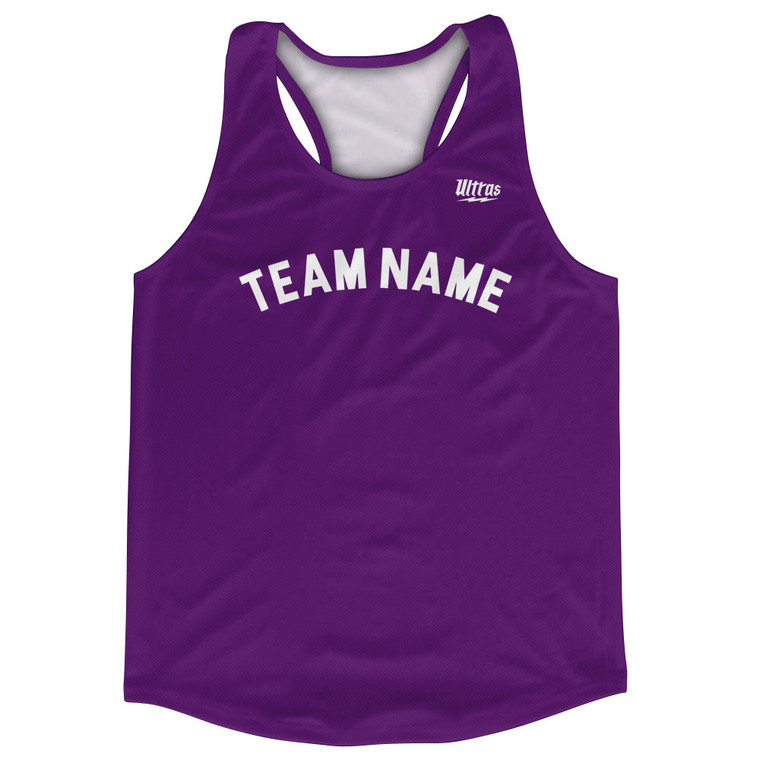 Custom Arched With White Text Running Racerback Singlet - Purple Medium