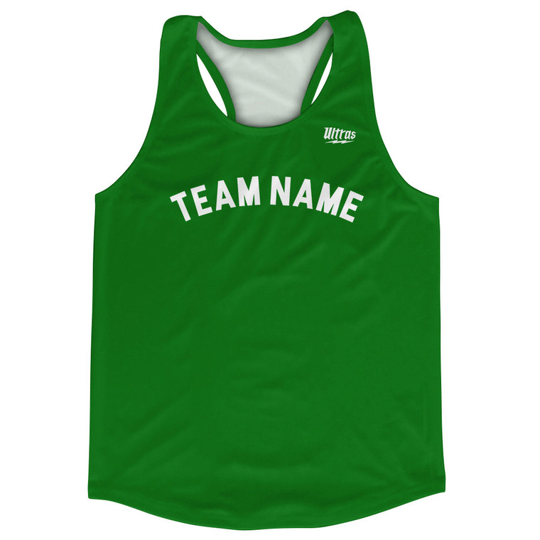 Custom Arched With White Text Running Racerback Singlet - Green Kelly