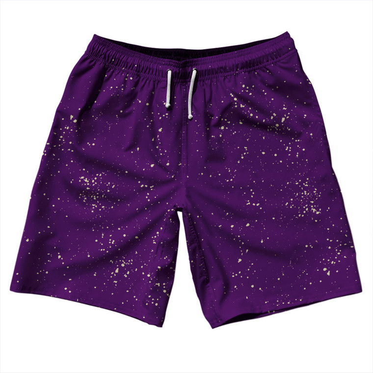 Splatter 10" Swim Shorts Made in USA - Purple Medium and Vegas Gold