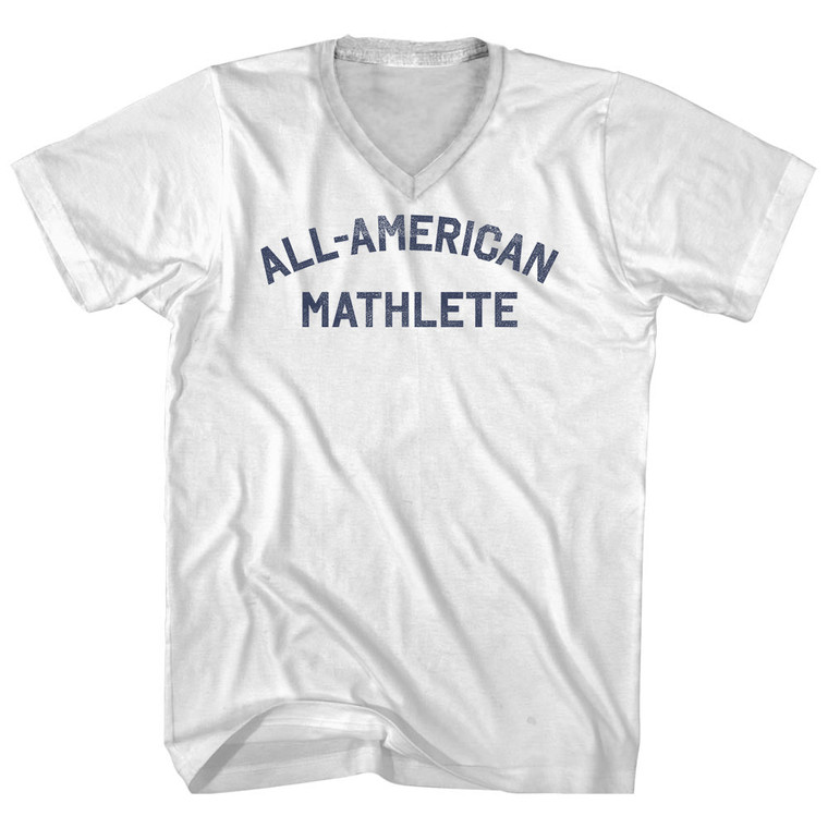 All-American Mathlete Adult Cotton V-neck T-shirt - White