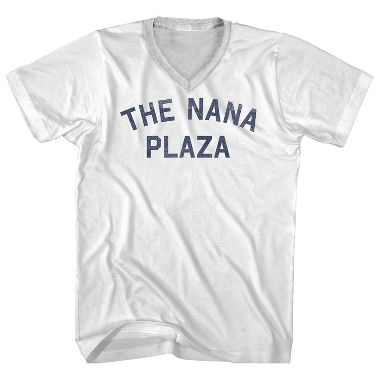 The Nana Plaza Adult Cotton V-neck T-shirt - White