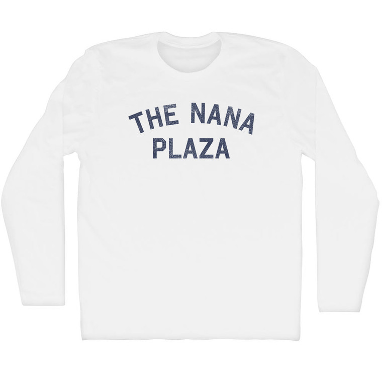 The Nana Plaza Adult Cotton Long Sleeve T-shirt - White