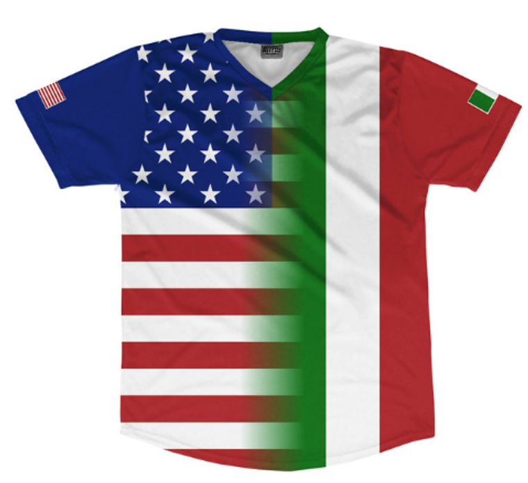 ADULT X-LARGE- American Flag And Italy Flag Combination Soccer Jersey Made In USA- Final Sale SXL2