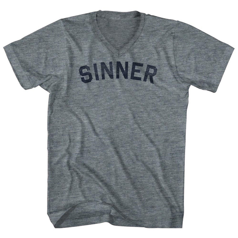 Sinner Adult Tri-Blend V-neck T-shirt - Athletic Grey