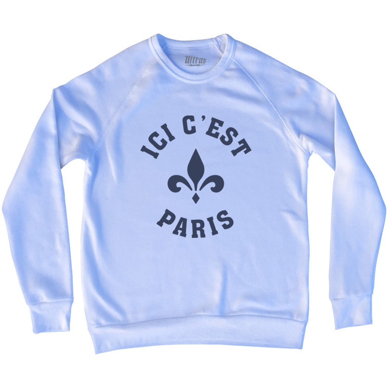 ICI C'est Paris Fleur De Lis Soccer Adult Tri-Blend Sweatshirt - White
