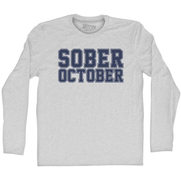 Sober October Adult Cotton Long Sleeve T-shirt - Grey Heather