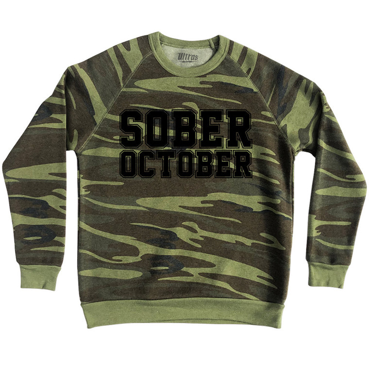 Sober October Adult Tri-Blend Sweatshirt - Camo
