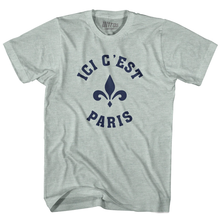 ICI C'est Paris Fleur De Lis Soccer Adult Tri-Blend T-shirt - Athletic Cool Grey
