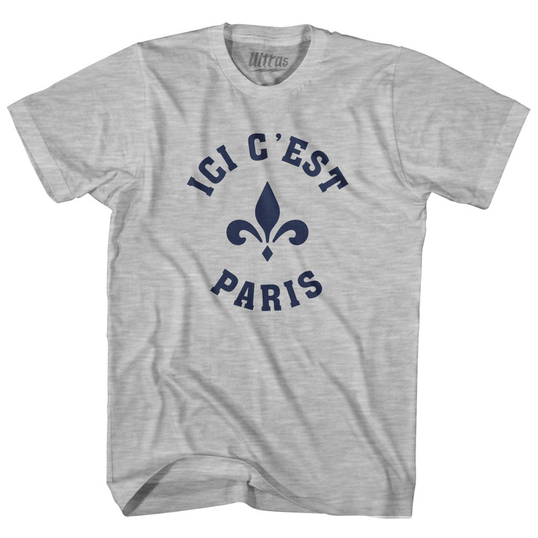 ICI C'est Paris Fleur De Lis Soccer Adult Cotton T-shirt - Grey Heather